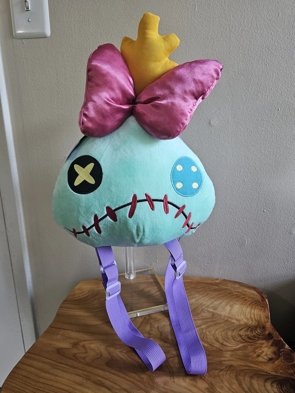 NWT Disney Stitch Plush Backpack Bow Purple Blue Bioworld